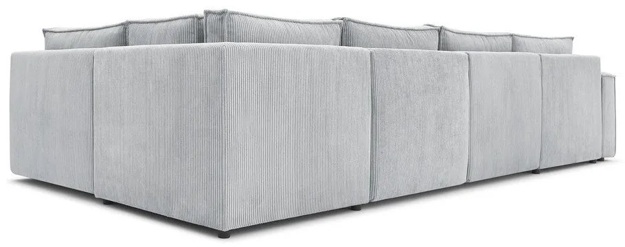 Светлосив ъглов U-образен диван от велур, десен ъгъл Nihad modular - Bobochic Paris