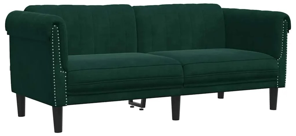 372577 vidaXL Диван, 2-местен, тъмнозелен, кадифе