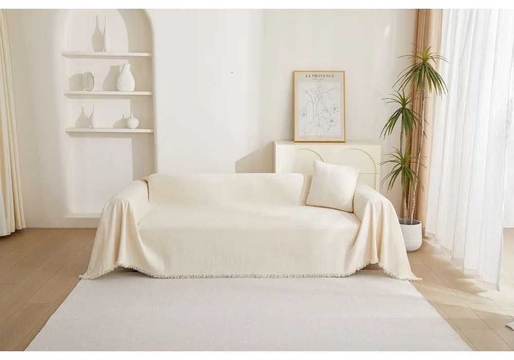 Кремаво двуместно покривало за диван Talo – Filumi