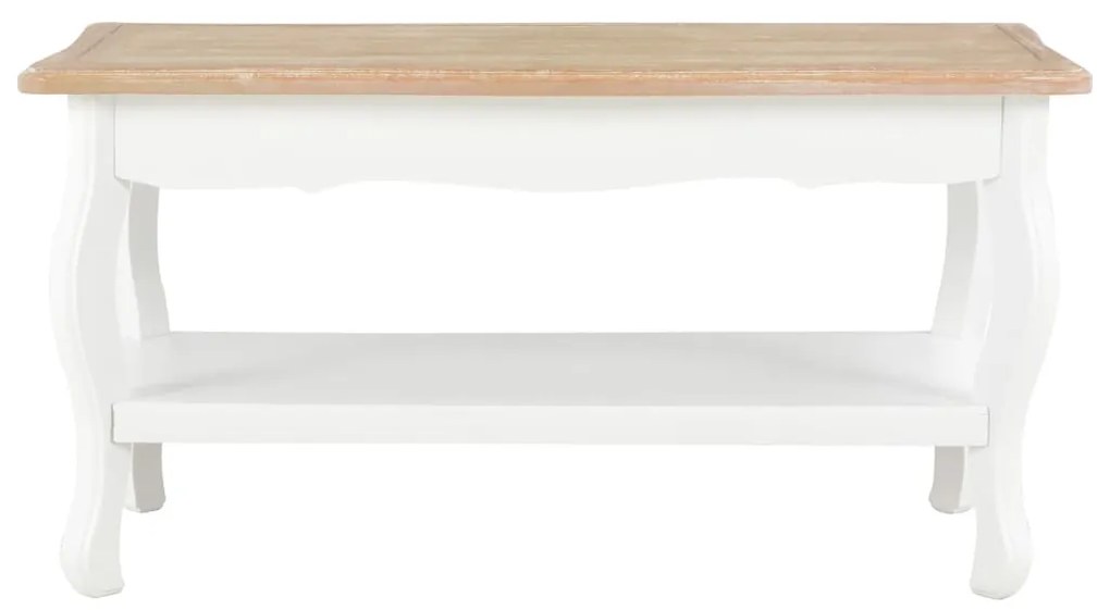 280023 vidaXL Маса за кафе, бяло и кафяво, 87,5x42x44 см, бор масив