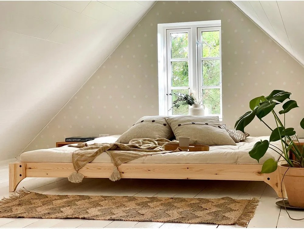 Двойно легло от борова дървесина с решетка 140x200 cm Elan - Karup Design