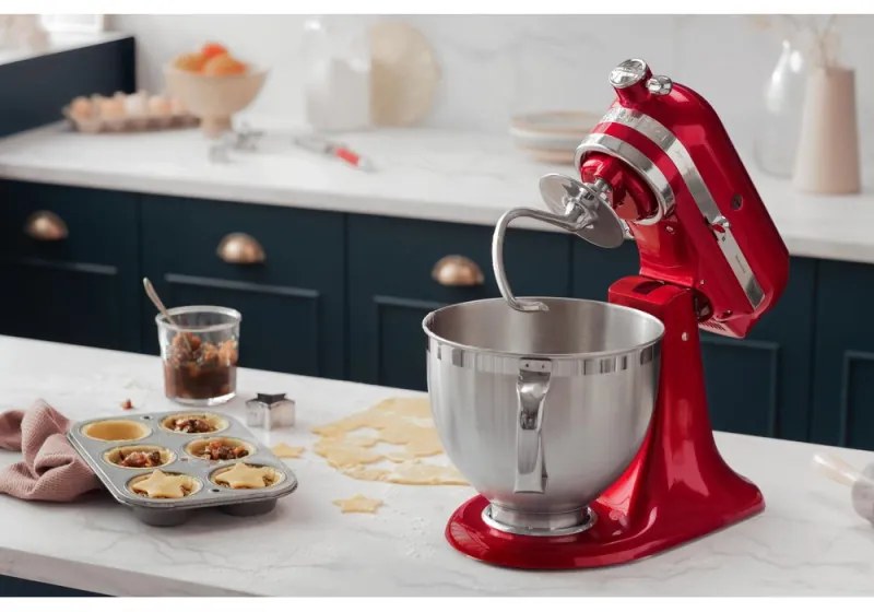 Разопакован: Планетарен миксер KitchenAid Artisan Elegance 5KSM175PSECA, 300W, 4.8 л, Direct drive, 10 скорости, Червен