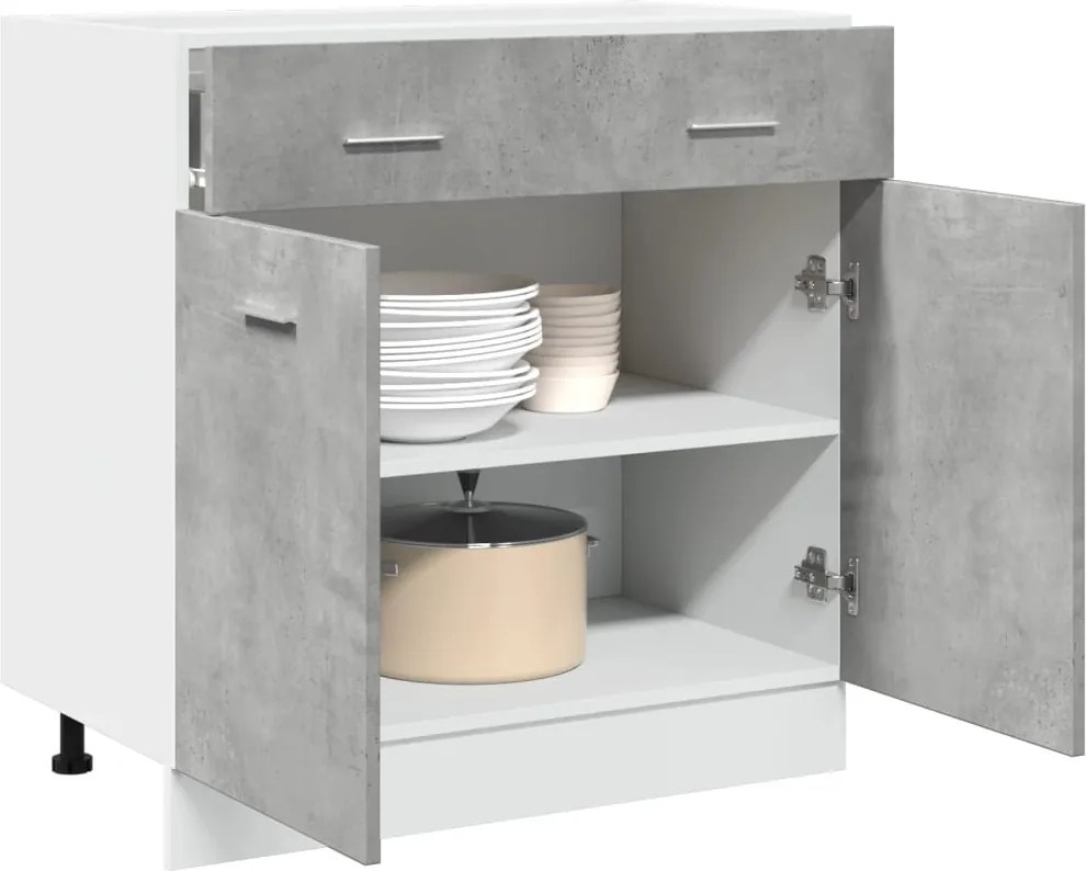 856091 vidaXL Шкаф с чекмеджета "Lyon", цвят бетонно сив, 80x46x81,5 см, инженерно дърво