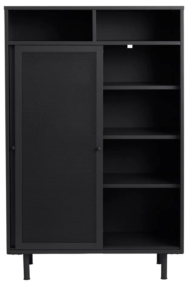 Черно метално шкафче с плъзгащи се врати 90x140x40 cm Veep – Unique Furniture