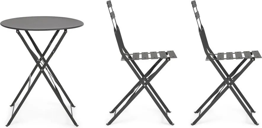 Антрацитен стоманен градински комплект за хранене за 2 Austin – Bizzotto