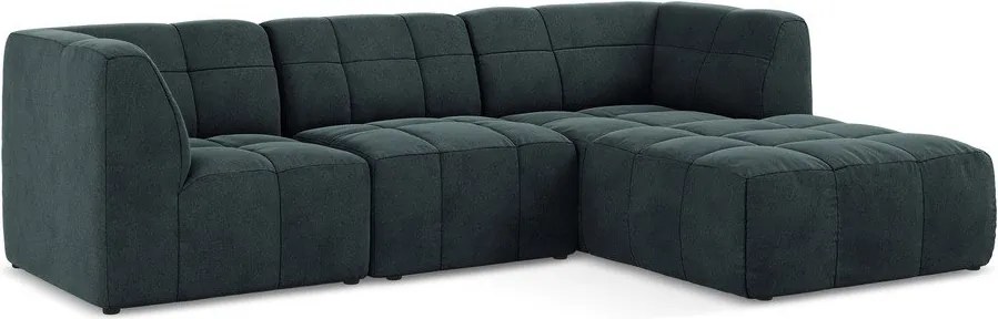 Син кадифен ъглов диван (десен ъгъл) Aloha – Makamii