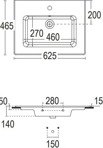 Умивалник Flat Bianco Ceramica White-Дължина: 62 cm