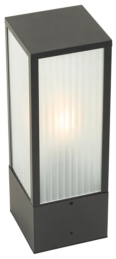 Умна външна подова лампа черна с оребрено стъкло 40 см вкл. WiFi A60 - Charlois