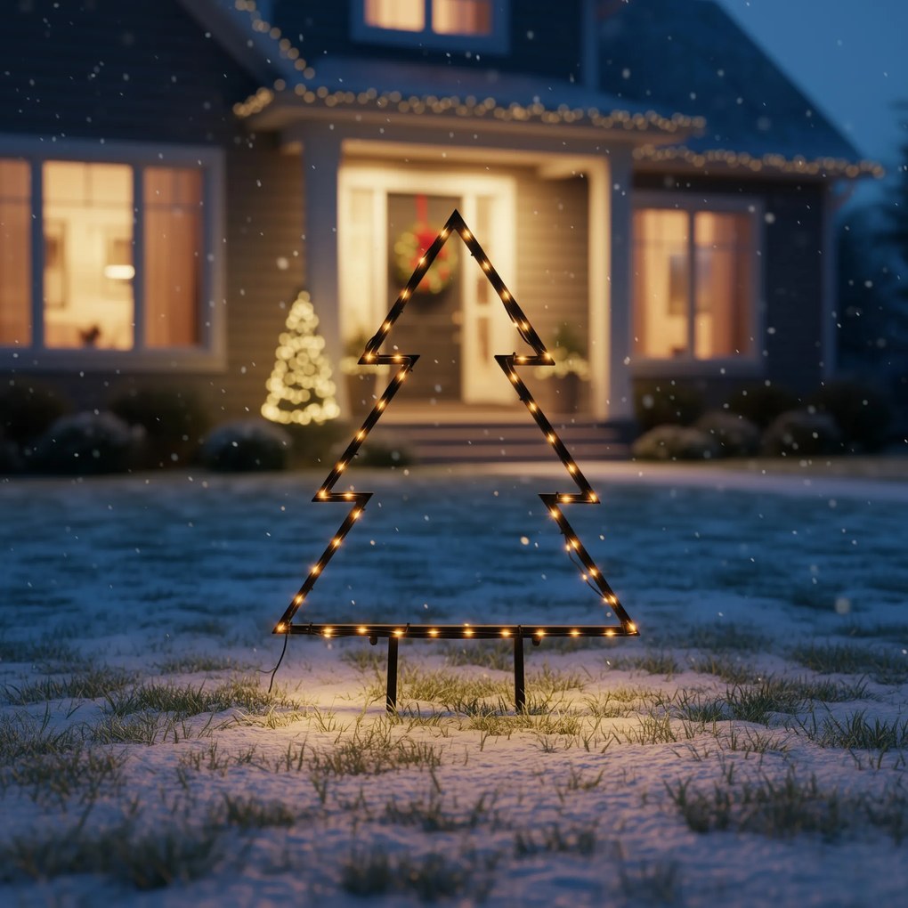 Коледен прожектор за елха черен 71 см вкл. LED IP44 - Kas