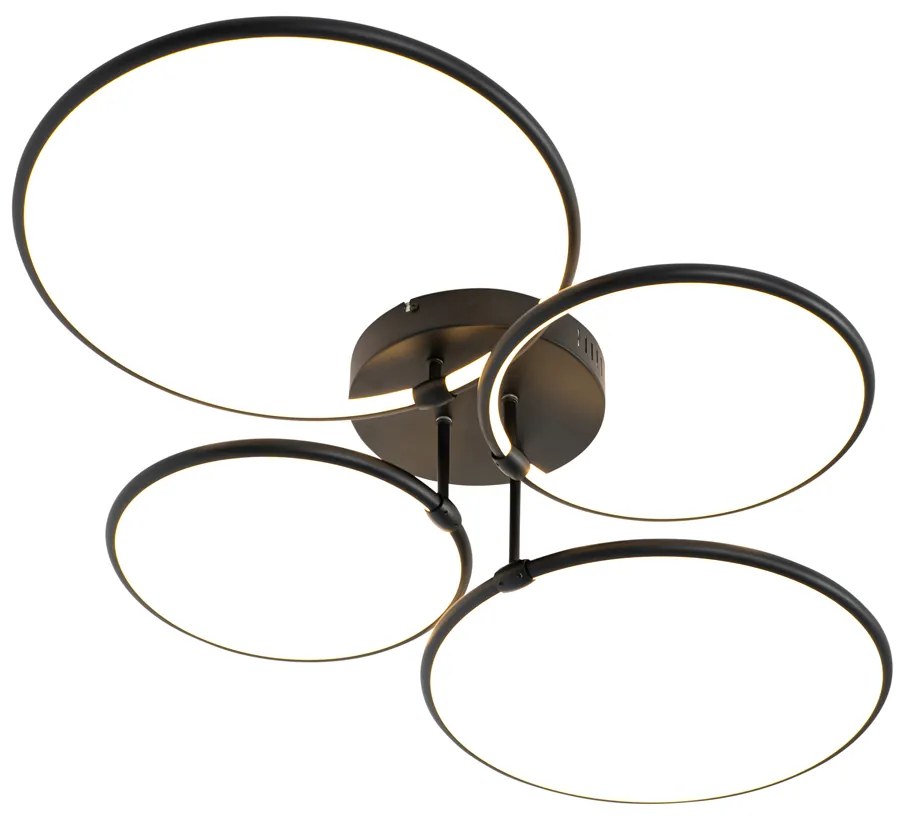 Таванна лампа черна с LED 3-степенна димируема 4-светлина - Joaniqa