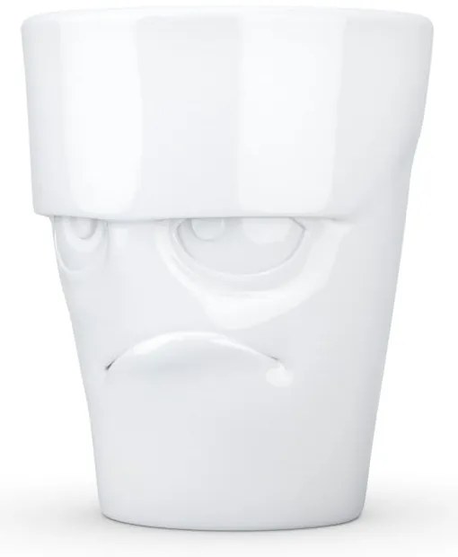 Бяла разгневена порцеланова чаша с дръжка - 58products