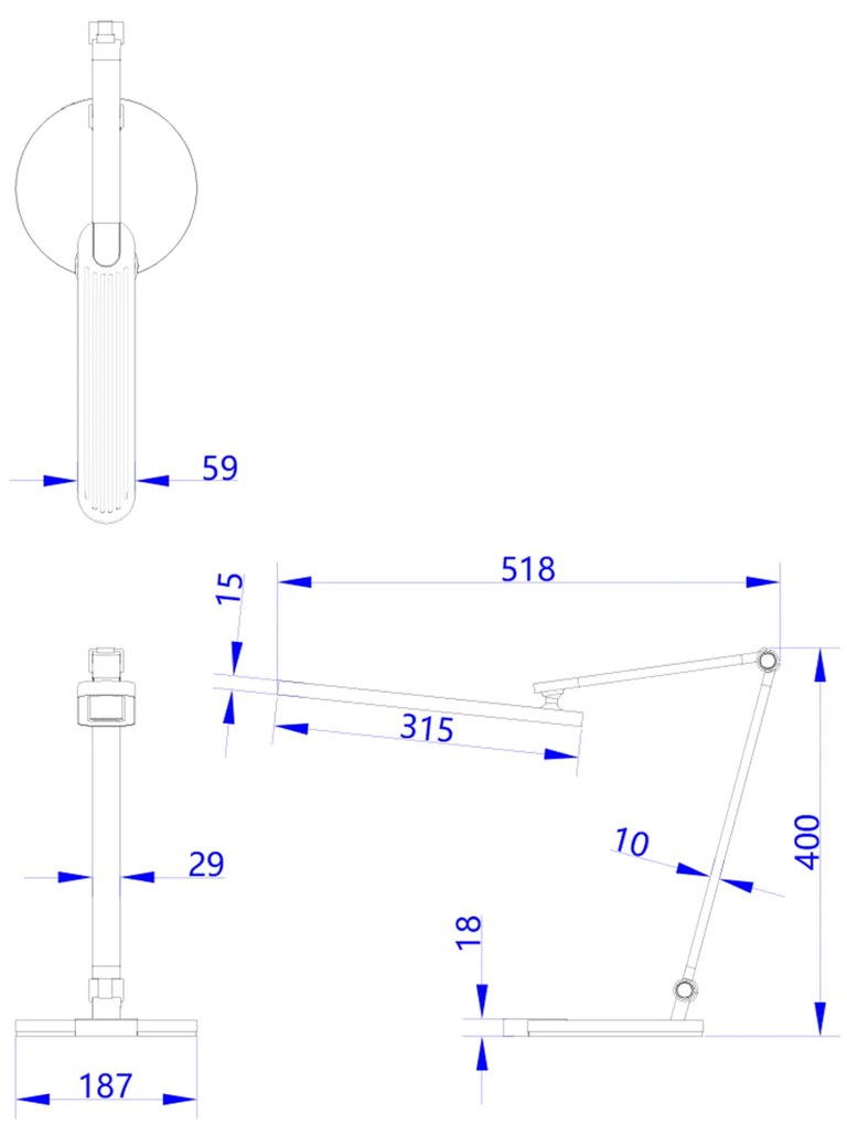 LED настолна лампа Блайн Про HM4454.07 сив цвят