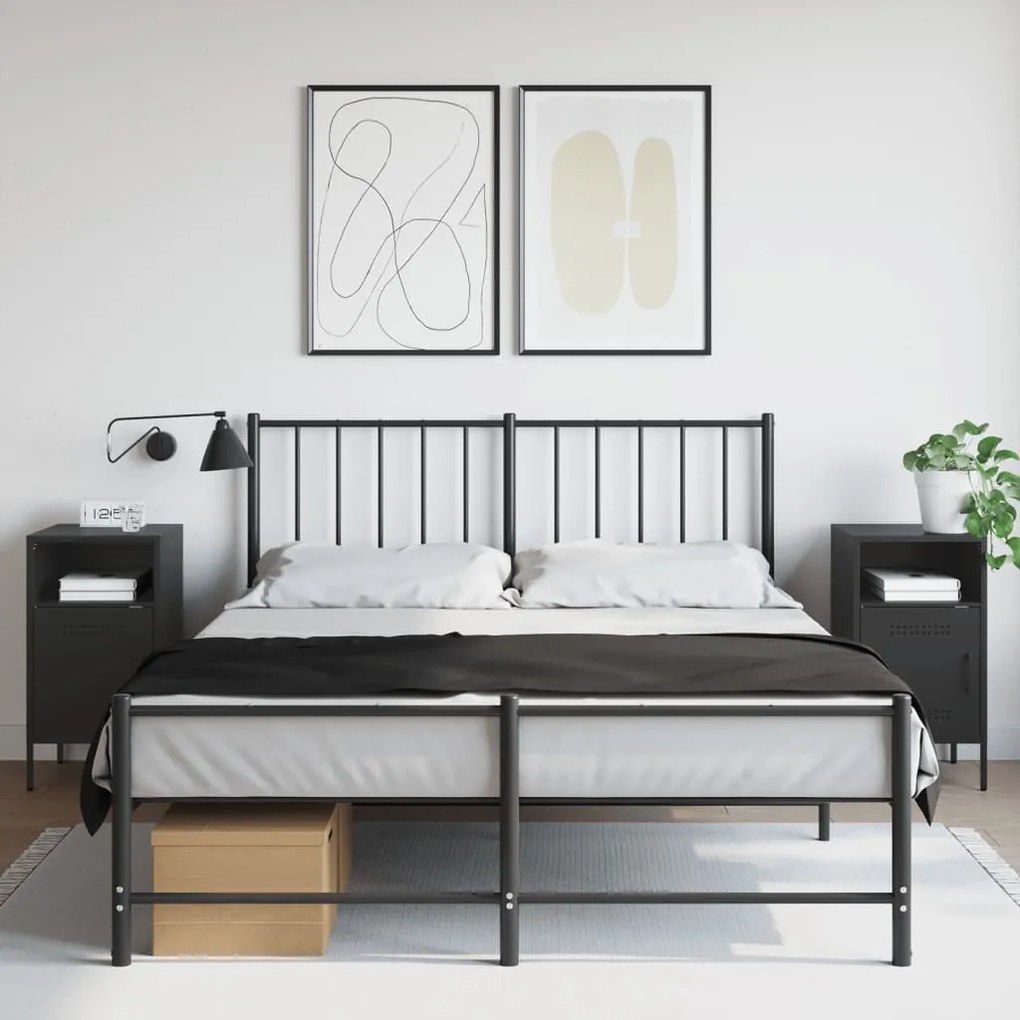 843067 vidaXL Нощни шкафчета, 2 бр, черно, 36x39x68 см, стомана