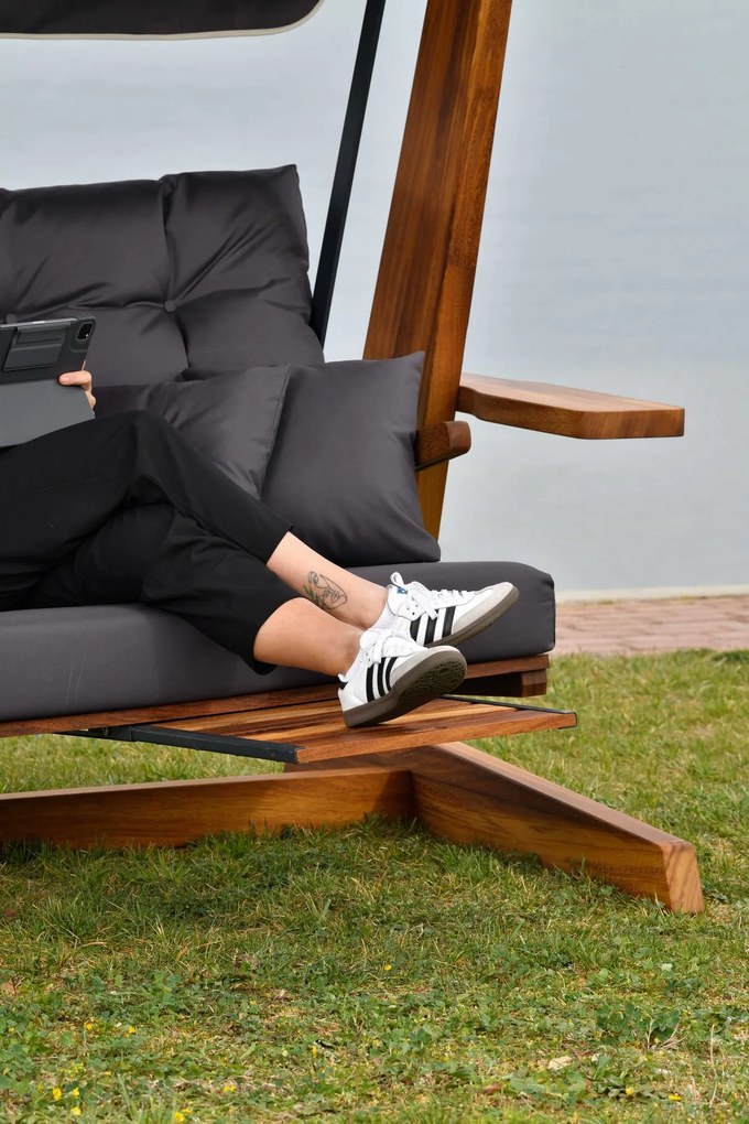 Градински троен люлеещ се стол Luna Deluxe 2600, цвят Антрацит
