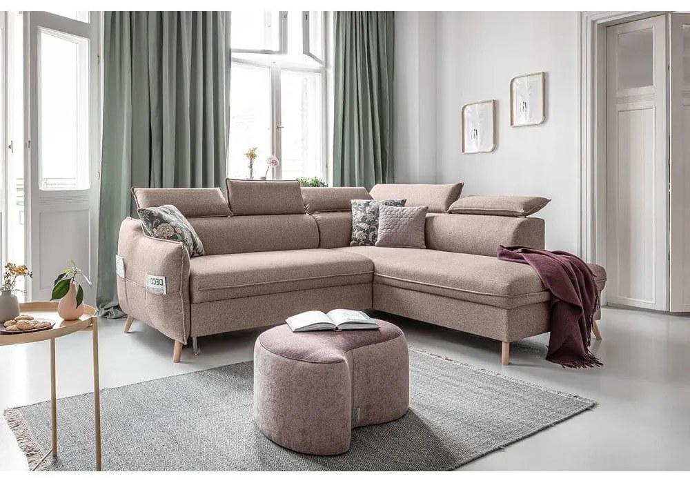 Бежов ъглов разтегателен диван десен ъгъл Sweet Harmony - Miuform