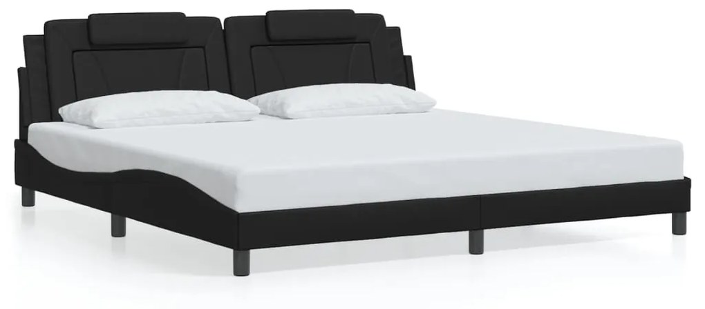 3208117 vidaXL Рамка за легло Viana без матрак, черна, 200x200 см, изкуствена кожа