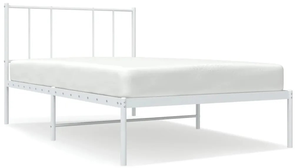 352520 vidaXL Метална рамка за легло с горна табла, бяла, 80x200 см