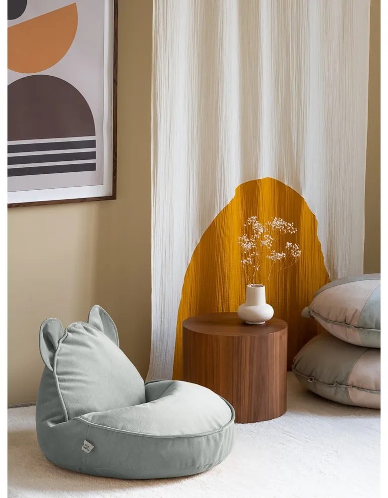 Кадифен детски пуф в цвят мента Bear – Wigiwama