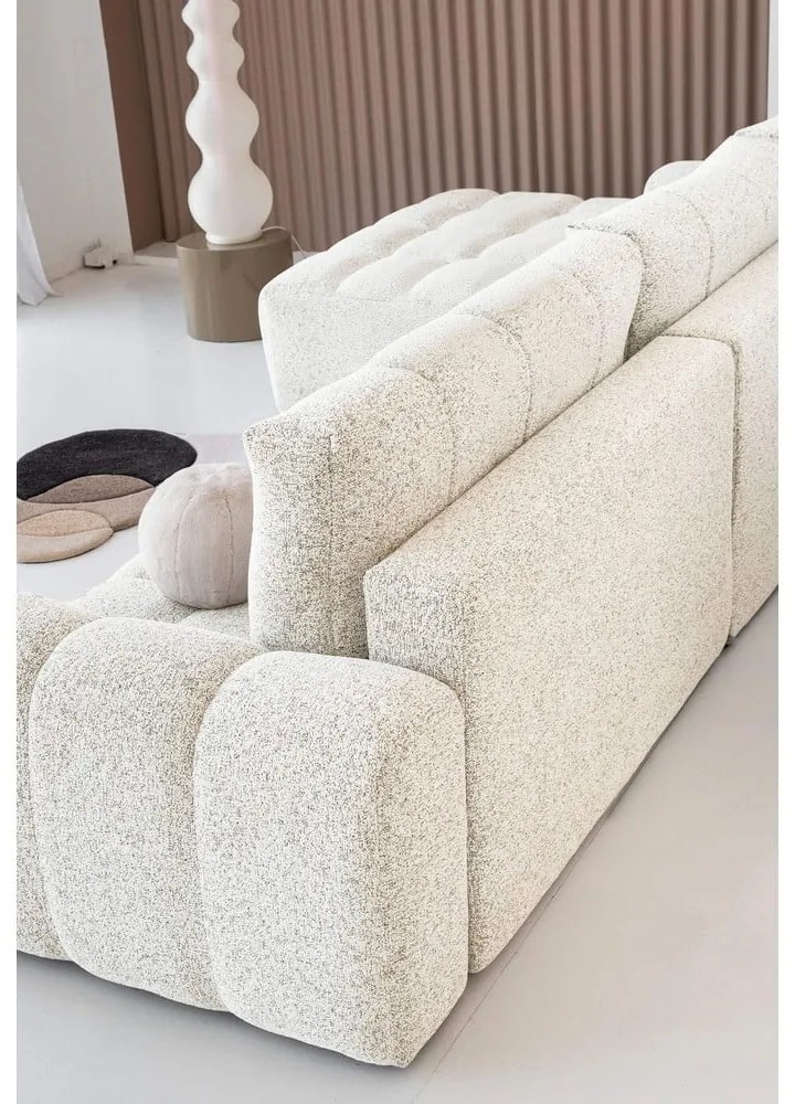 Кремав разтегателен модулен ъглов диван с място за съхранение (ляв ъгъл) Lulu – Miuform