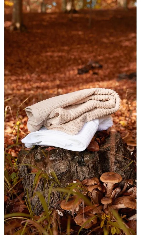 Бяла кърпа от органичен памук от тери 50x100 cm Check – JUNA