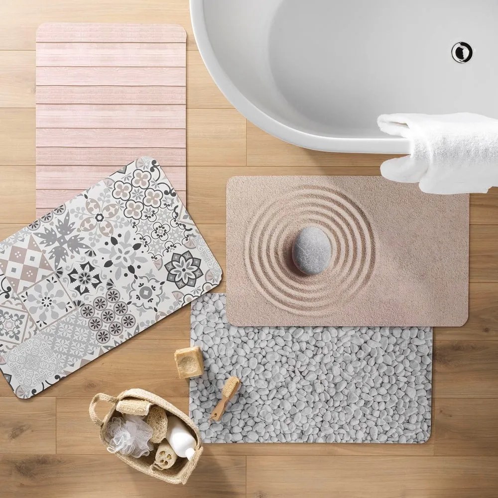 Бяло-сив гумен килим за баня 50x80 cm Leandra – douceur d'intérieur
