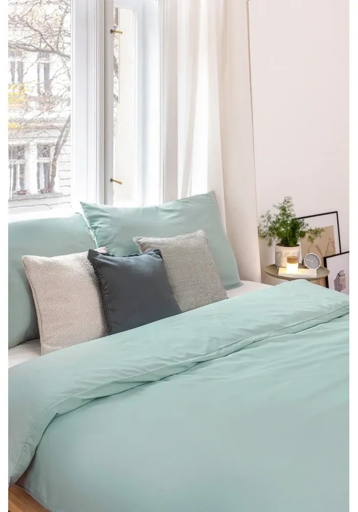 Зелено двойно спално бельо от микросатен 200x200 cm Basic – Bonami Essentials