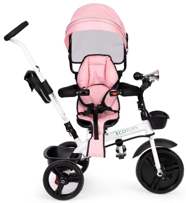 Розова въртяща се триколка с покрив ECOTOYS