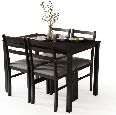 Комплект ТОРИНО маса + 4 стола Черно/Светло сиво (тъкан Савана 21) - ДЪРВЕН КОМПЛЕКТ ЗА КУХНЯ/ТРАПЕЗАРИЯ