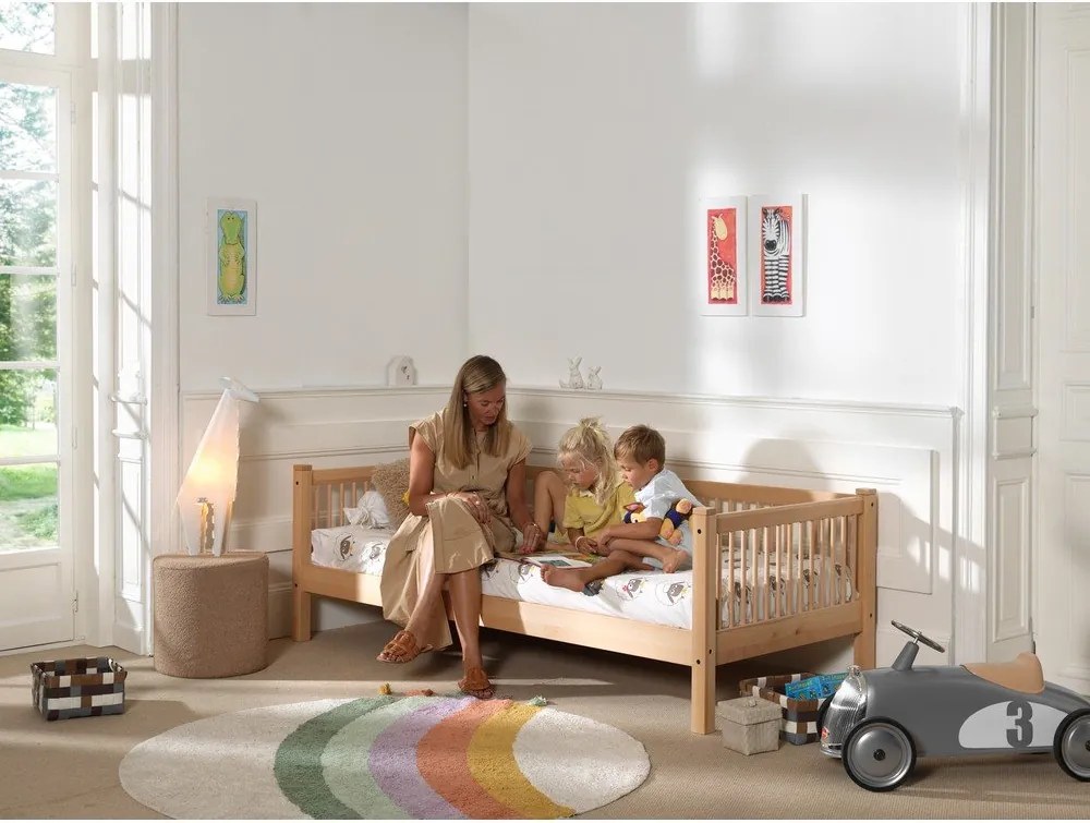 Детско легло от масивен бук с включена подматрачна рамка в естествен цвят 90x200 cm Forrest – Vipack