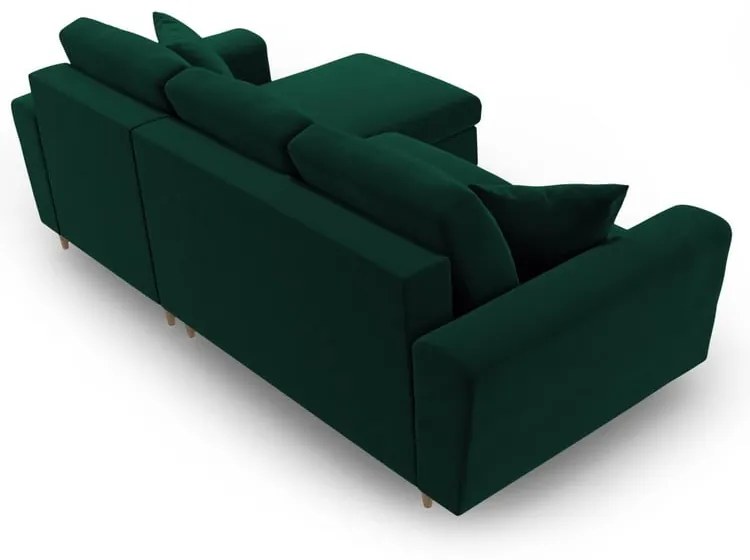 Зелен кадифен разтегателен ъглов диван с място за съхранение Kyoto – Cosmopolitan Design