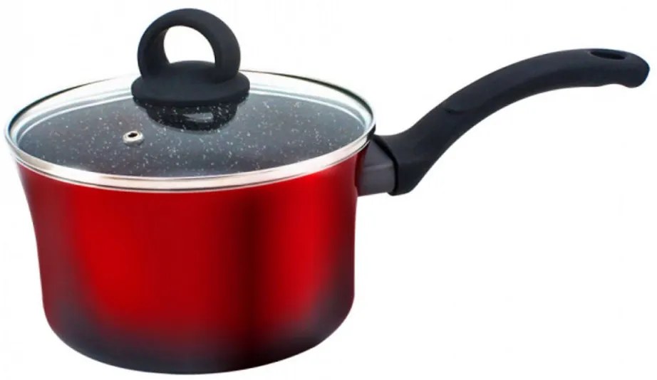 Касерола с капак ZEPHYR ZP 4421 T18, 2.2 литра, 18х11 см, Мраморно покритие, Индукция, Червен/черен