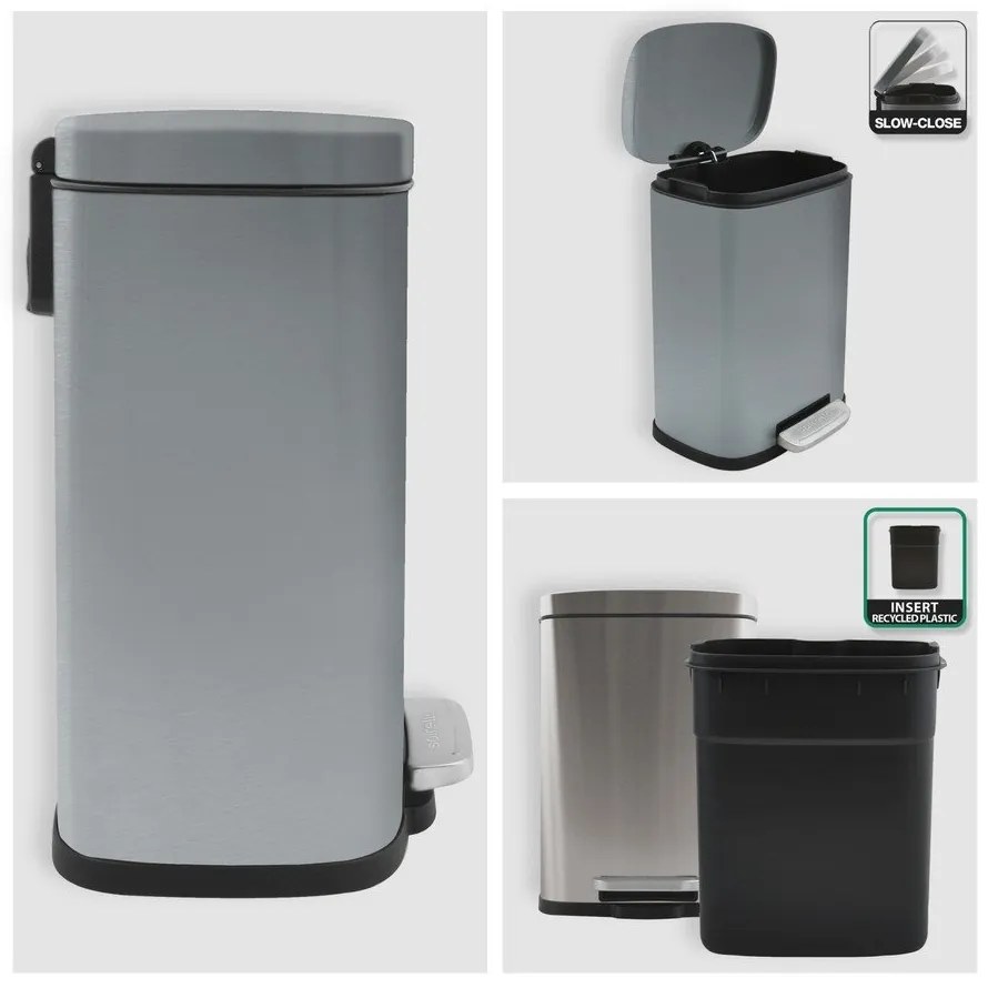 Стоманено кошче за боклук с педал в матово сребрист цвят 5 l Akira – Spirella