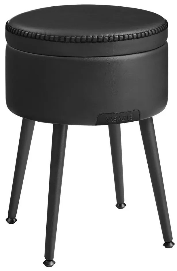 Кожен пуф CORE черен