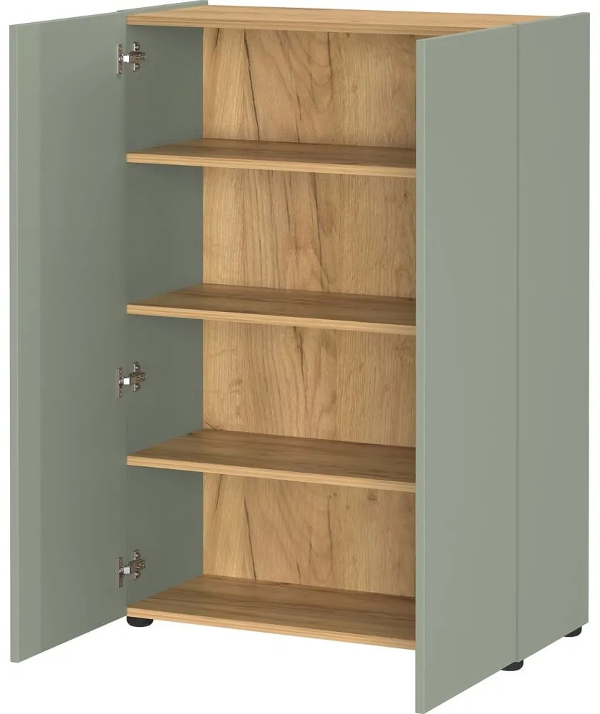 Светлозелено шкафче от декор от дъб 74x105x33 cm Alviano – Germania