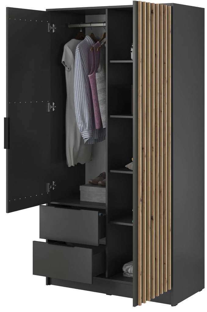 Гардероб Nolan 2-door with Огледало-Grafitis