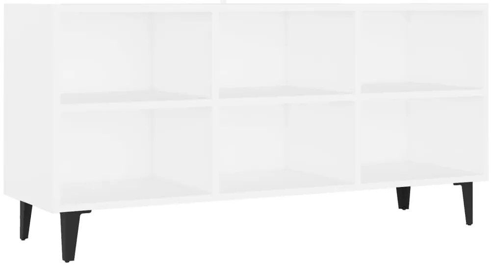 805950 vidaXL ТВ шкаф с метални крака, бял, 103,5x30x50 см