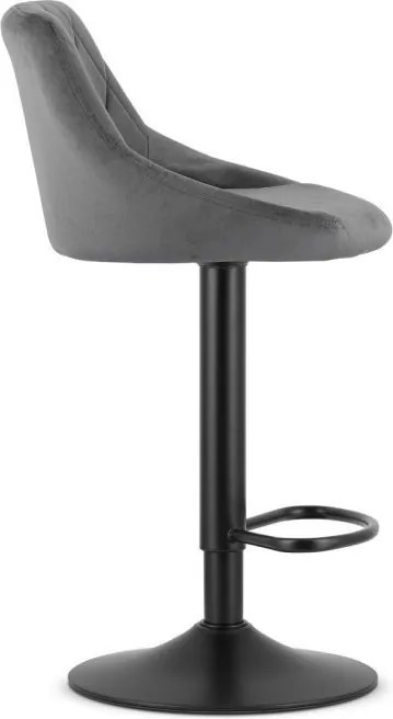 Елегантен бар стол от велур с табуретка за крака Син