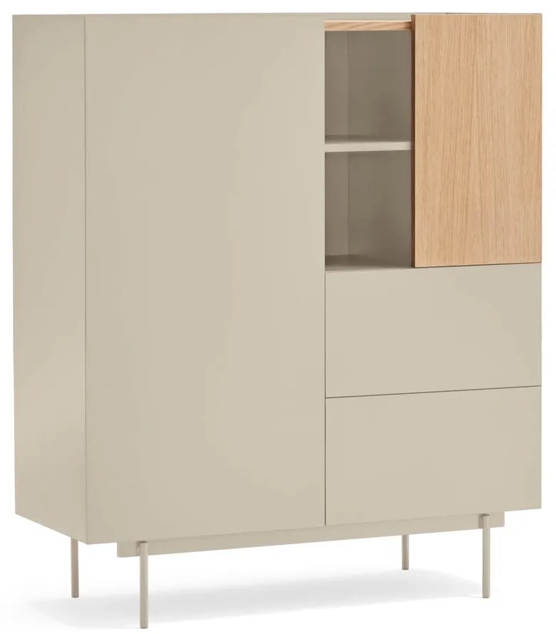 Висок скрин в светлосиво и естествен дъб 100x120 cm Otto - Teulat