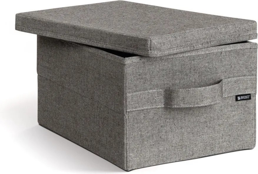 Сива текстилна кутия за съхранение с капак 27x36x19 cm Soft Storage Small – Bigso