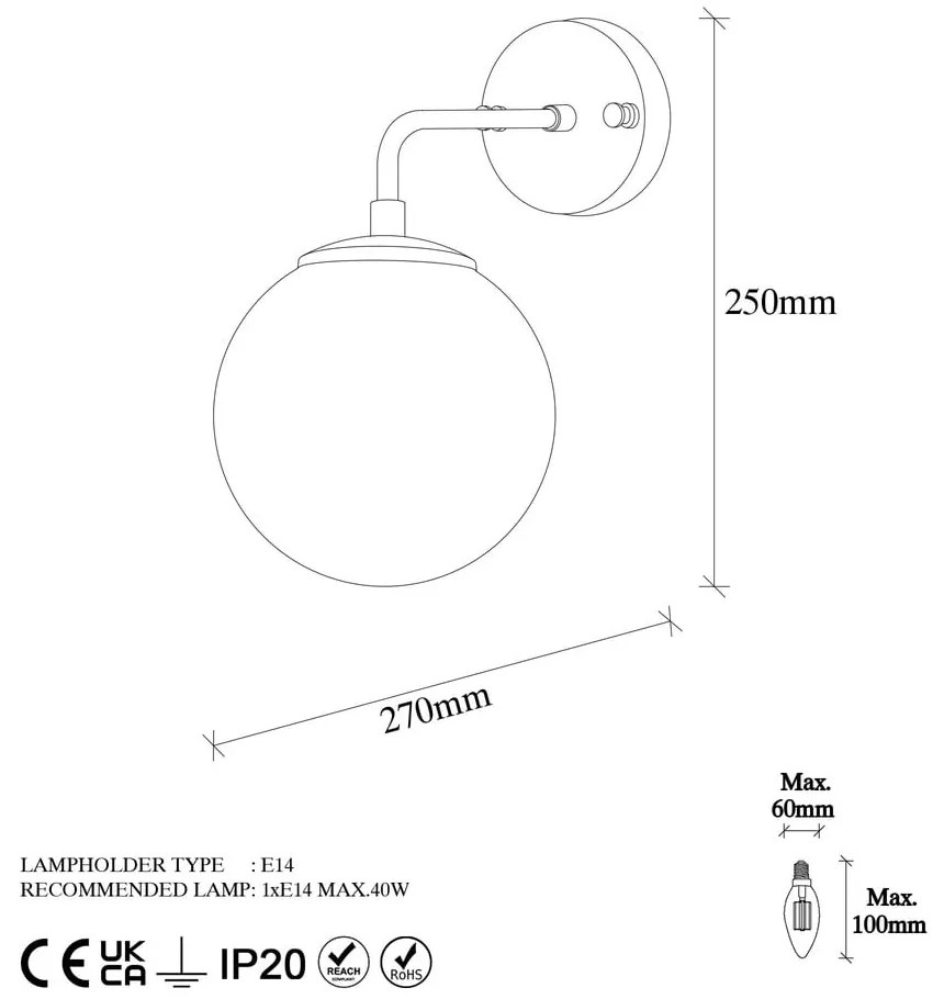 Стенна лампа в бронзов цвят ø 15 cm Viran – Opviq lights