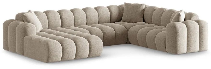 Светлокафяв шенилов ъглов диван (десен ъгъл/U форма) Treno – Cosmopolitan Design