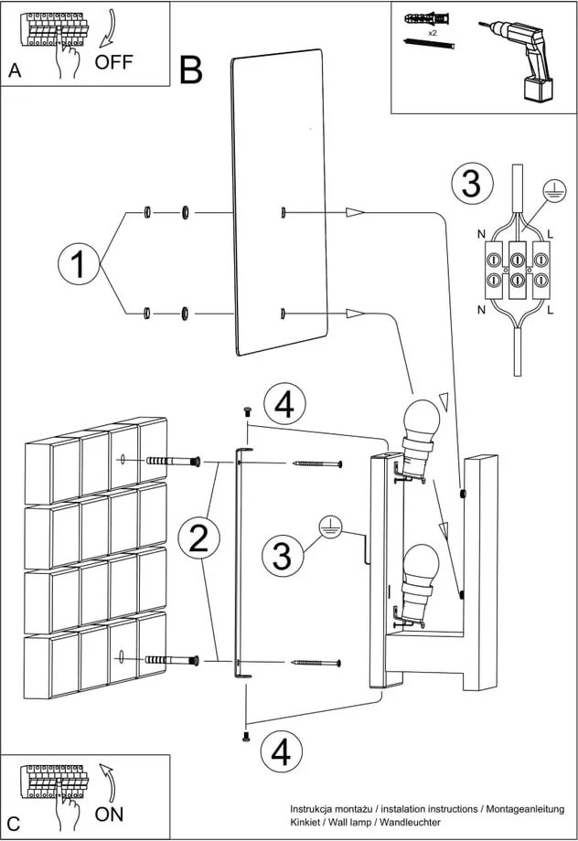 Стенна лампа в естествен цвят Parola - Sollux