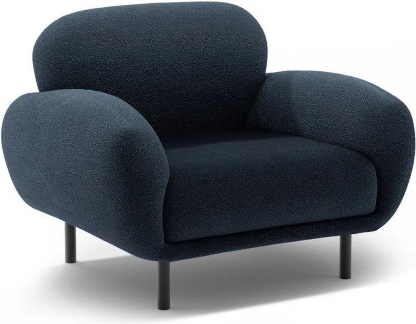 Тъмносиньо кресло от букле Poppy – Micadoni