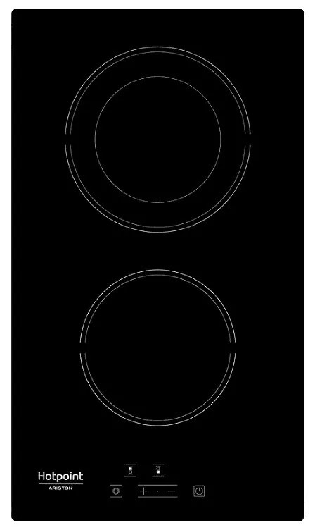 Керамичен плот за вграждане Hotpoint-Ariston HRD 5030 B, 2900W, 2 зони, 9 степени, Електрически, Черен