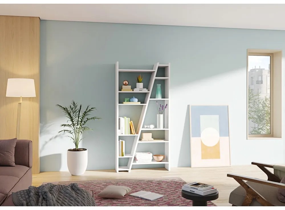 Бял шкаф за книги 97x195 cm Delta - TemaHome