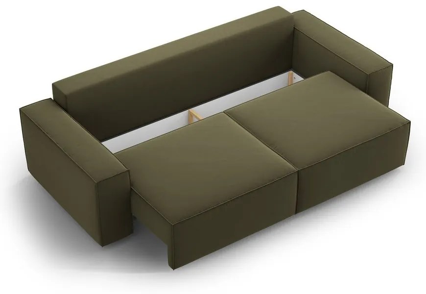 Зелен кадифен сгъваем/с място за съхранение диван 247 cm Jodie – Micadoni