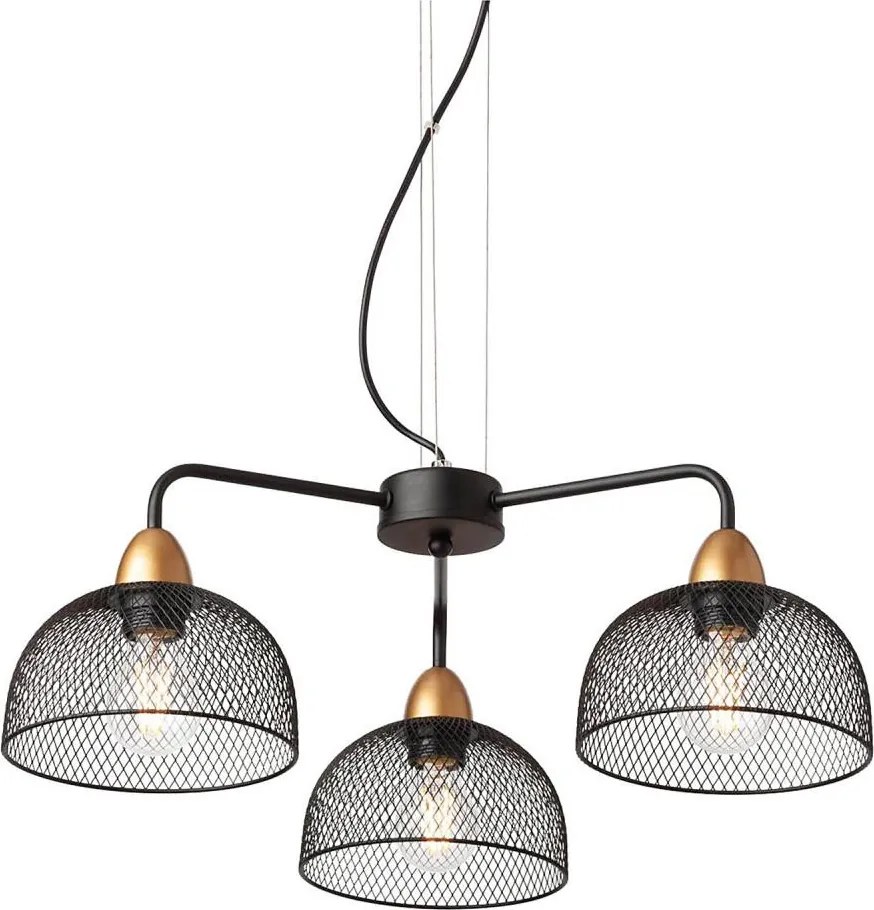 Redo 01-1573 - Полилей на кабел TAMIS 3xE27/42W/230V, диам. 59 см, черен