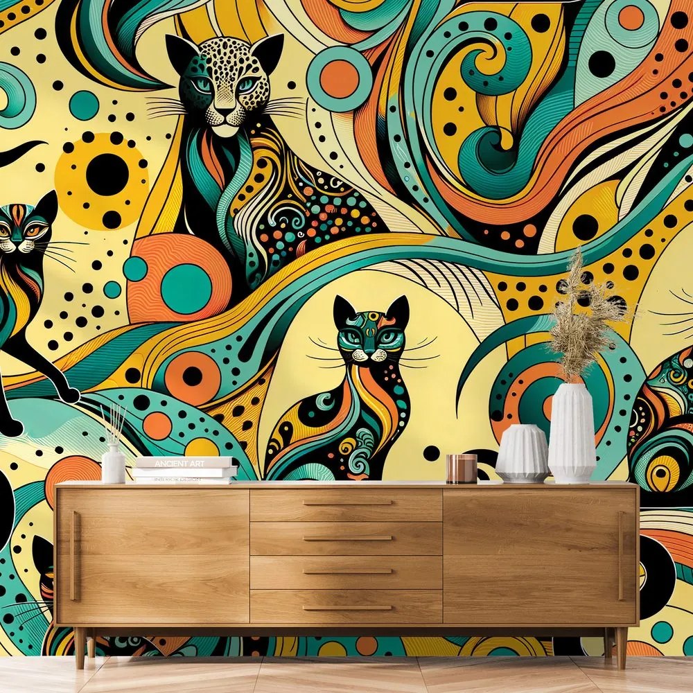 Фототапет – Цветни абстрактни котки