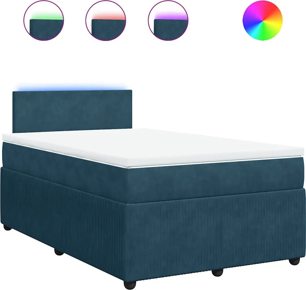 3289984 vidaXL Боксспринг легло с матрак, синьо, 120x190 см, кадифе