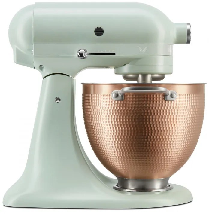 Планетарен миксер KitchenAid Artisan Blossom Exclusive Design 5KSM180LEELB, 300W, 4.7 л, Direct drive, 10 скорости, Накланяща се глава, Купа от кована мед, Билково зелен